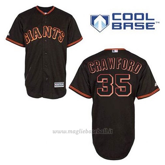 Maglia Baseball Uomo San Francisco Giants Brandon Crawford 35 Nero Cool Base
